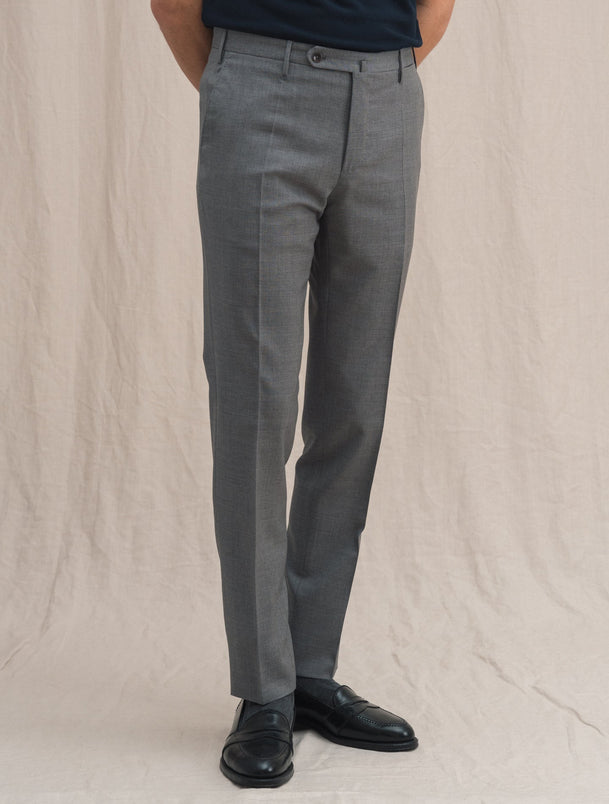 Slim Fit Wool Trousers Light Grey – Gabucci