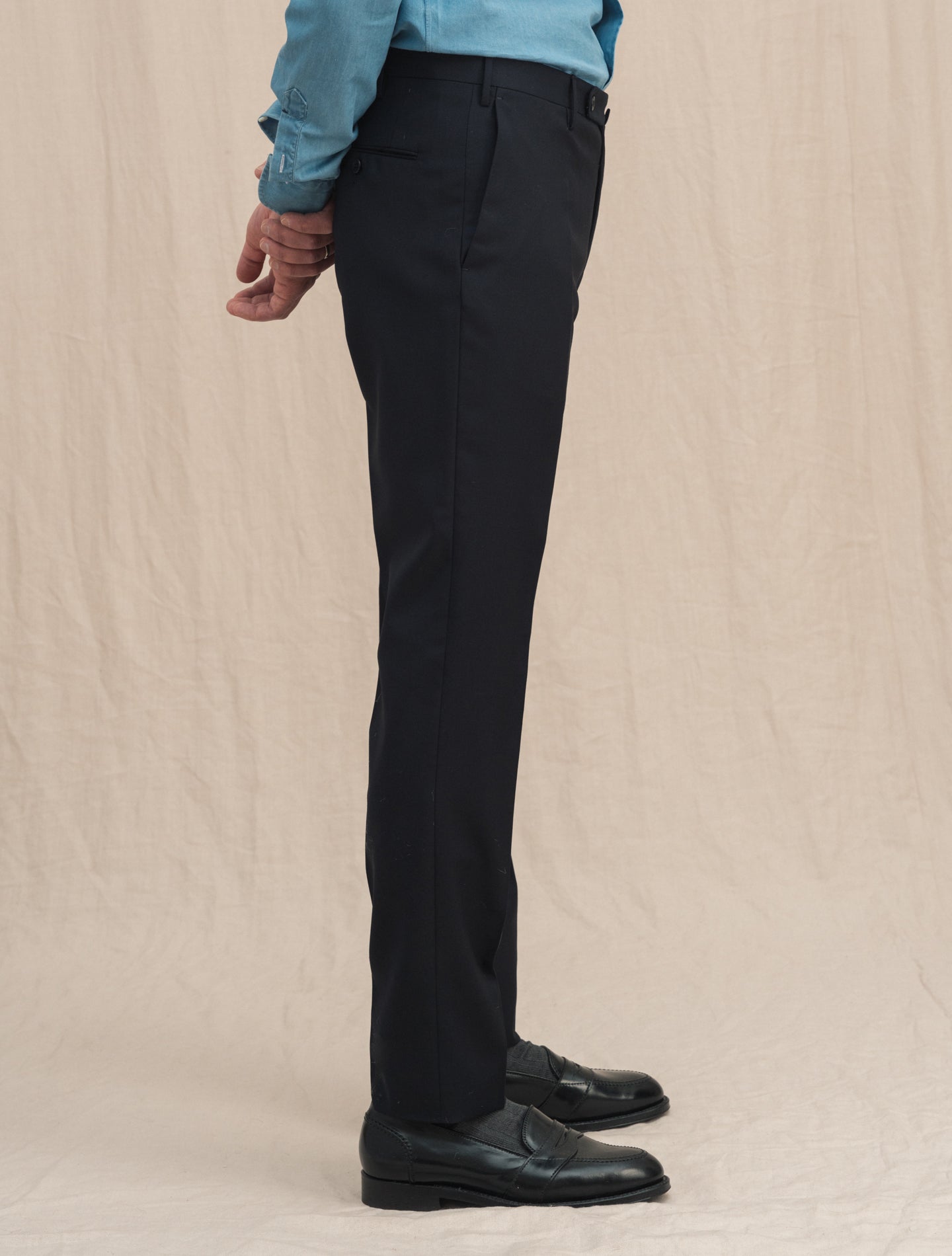 Slim Fit Wool Trousers Navy Incotex Trousers 48