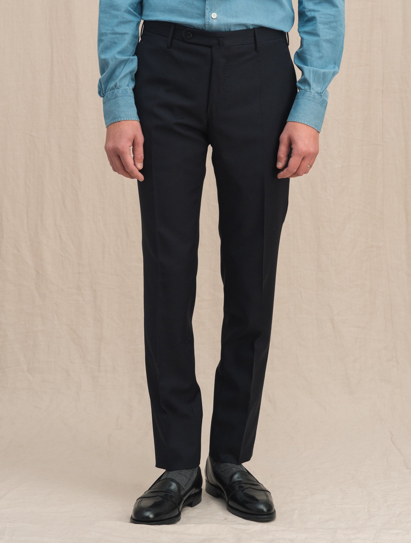 Slim Fit Wool Trousers Navy | Gabucci