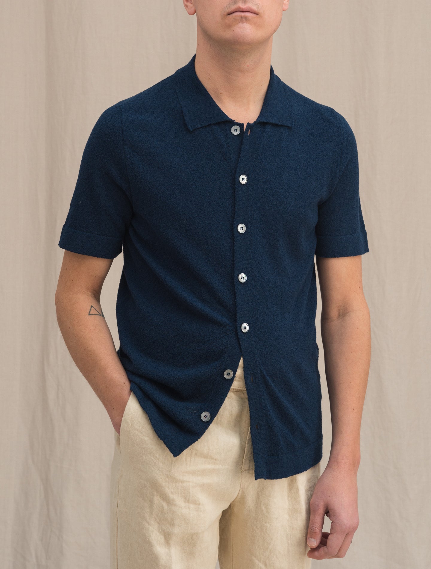 Sponge Short Sleeve Shirt Navy Gabucci Shirts 46