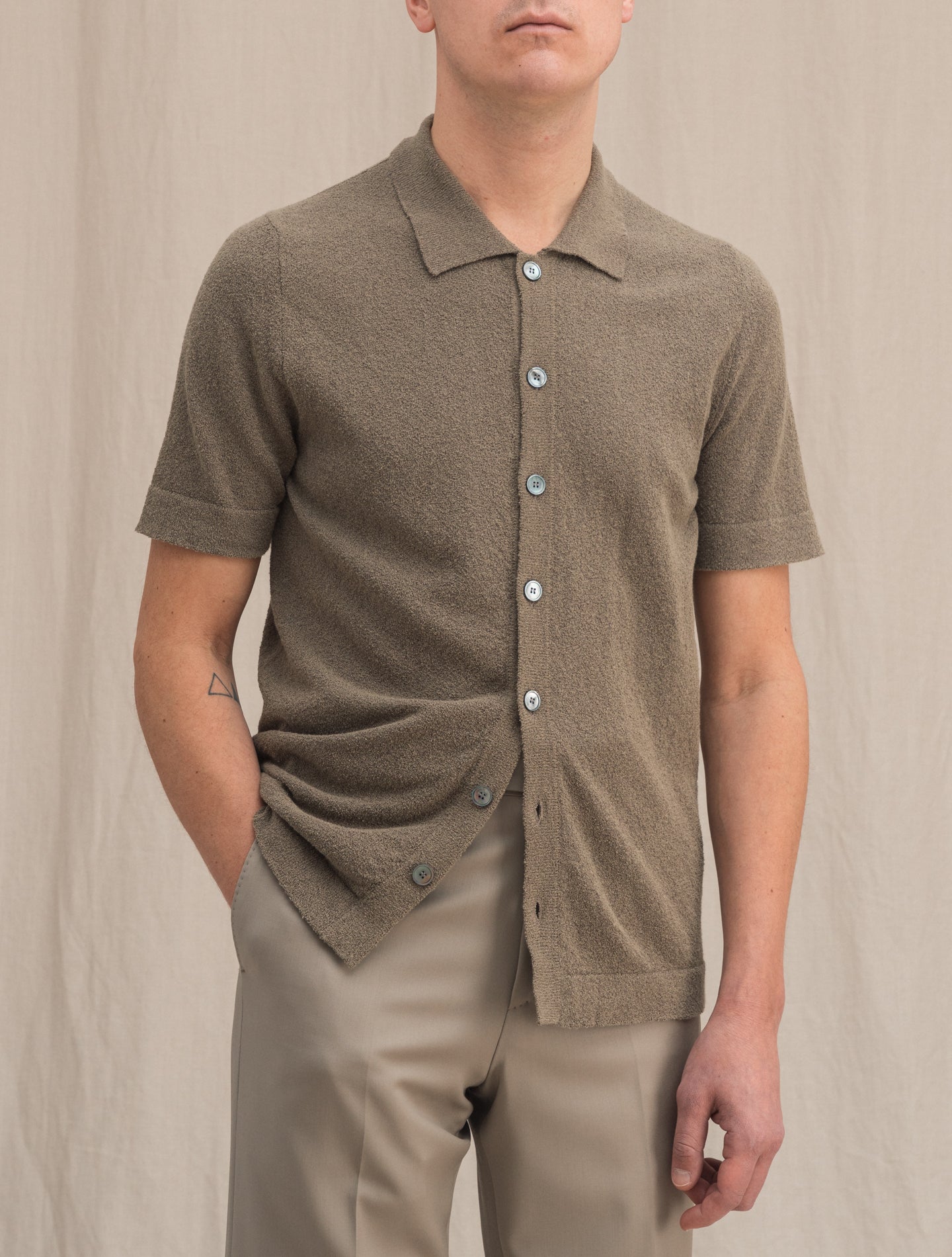 Sponge Short Sleeve Shirt Taupe Gabucci Shirts 46