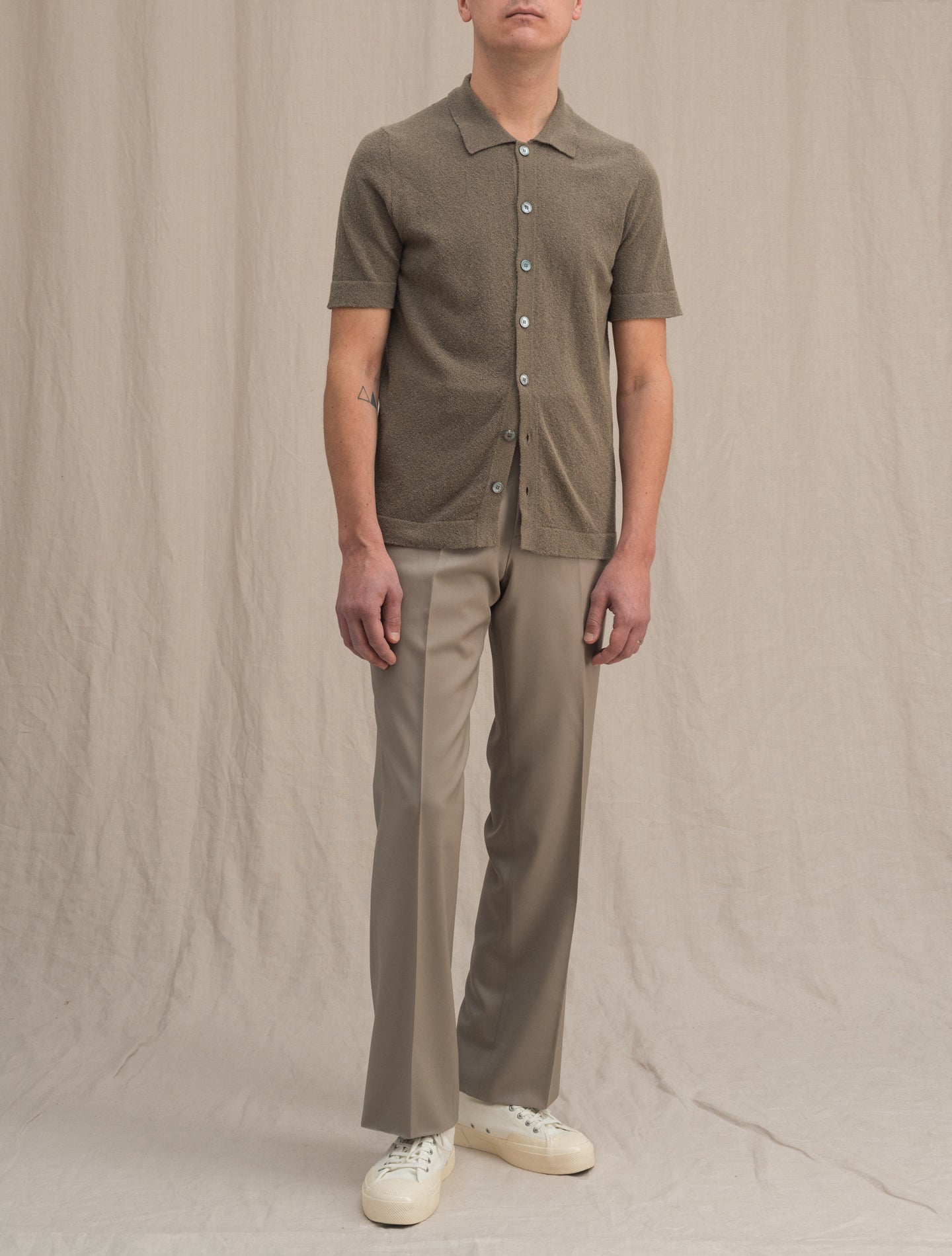 Sponge Short Sleeve Shirt Taupe Gabucci Shirts 46