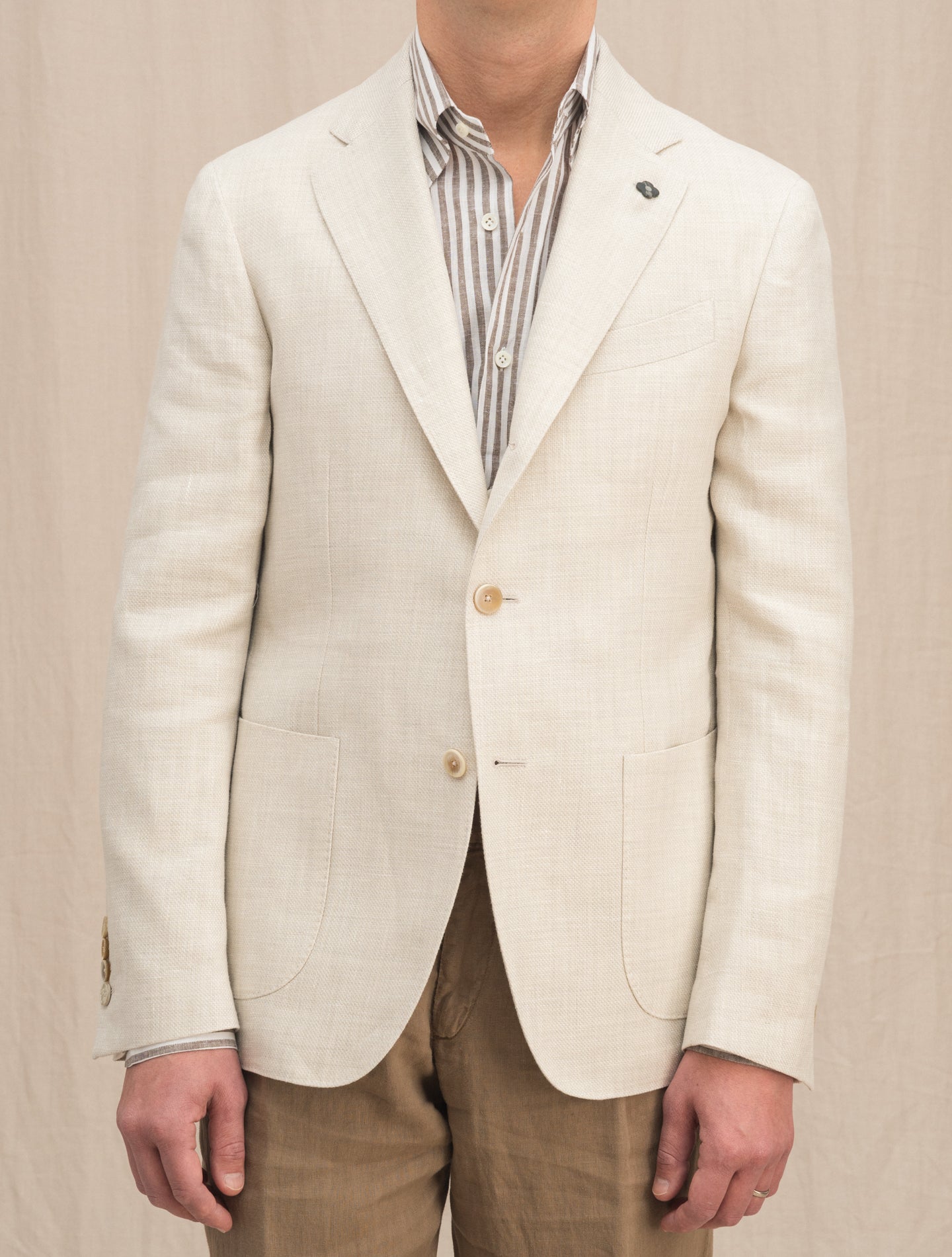 Structured Linen Wool Single Breasted Jacket Off White Lardini Jackets 48