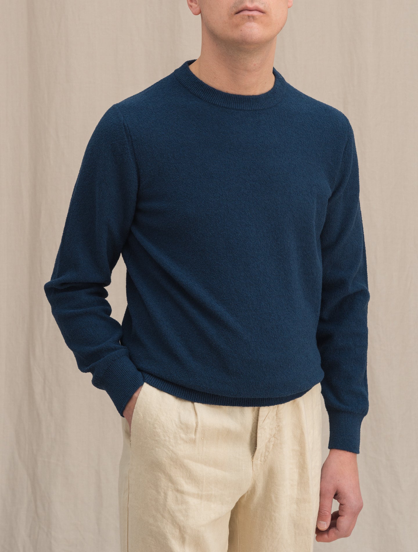 Structured Sponge Crewneck Navy Fioroni Knitwear 46