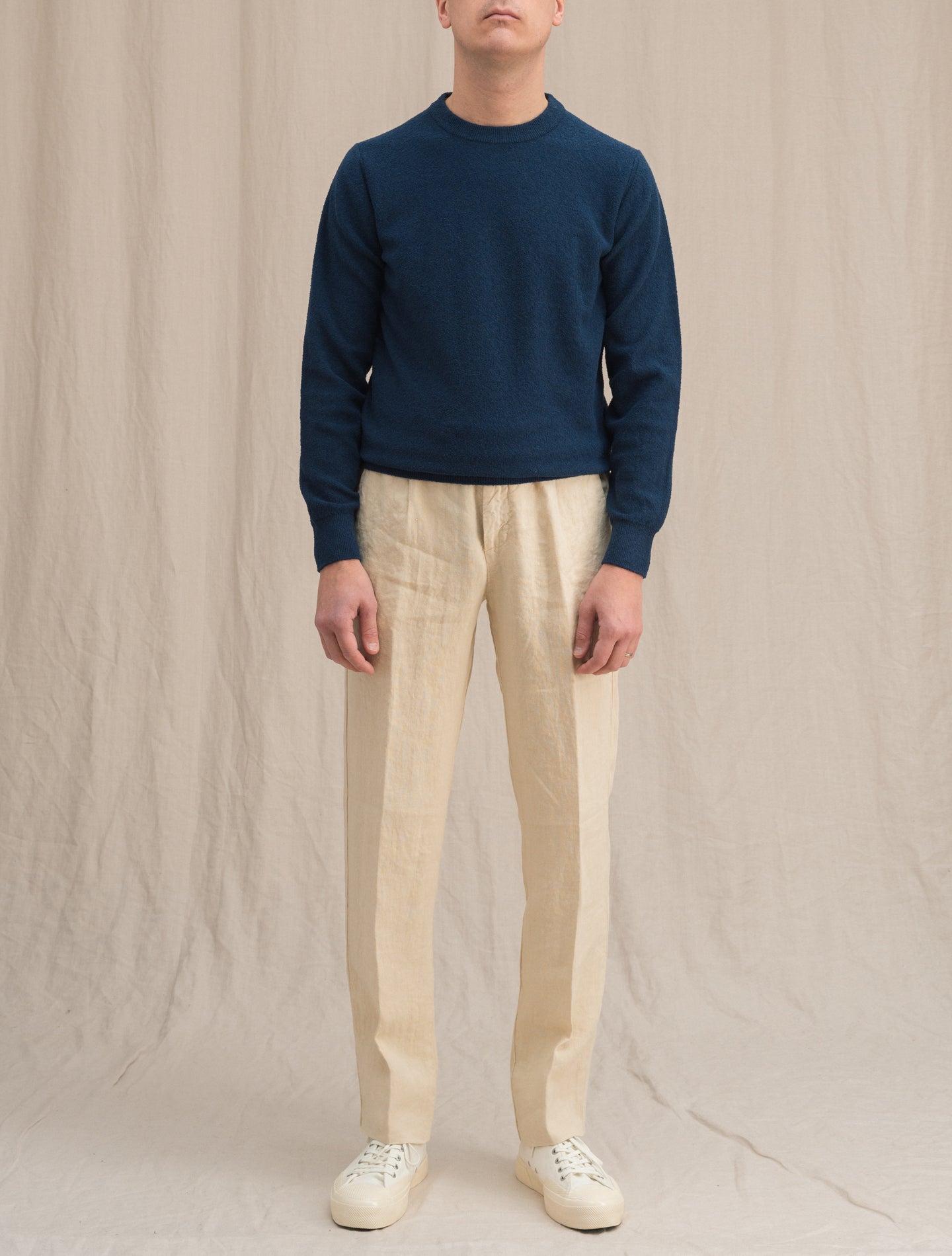 Structured Sponge Crewneck Navy Fioroni Knitwear 46