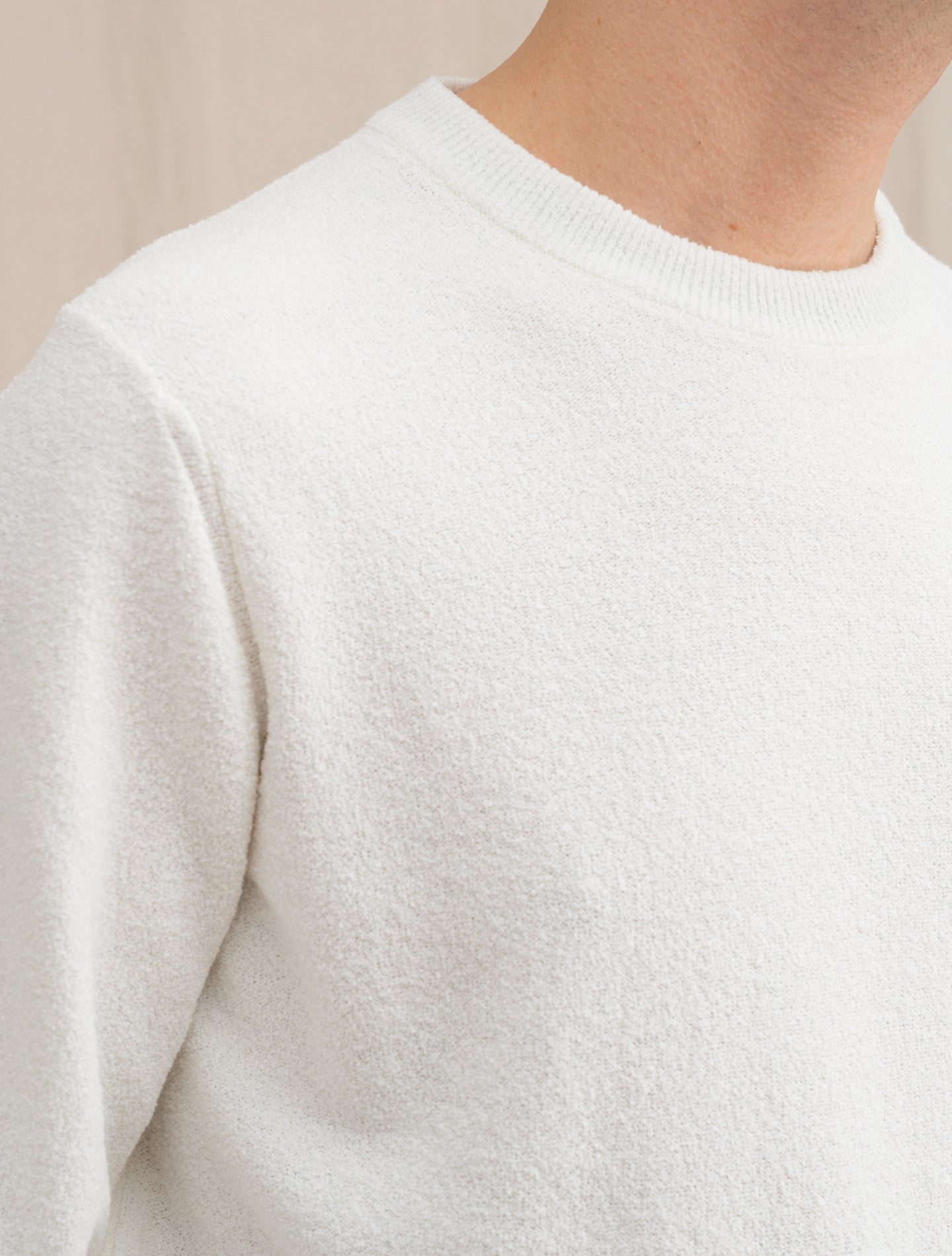 Structured Sponge Crewneck White Fioroni Knitwear 46