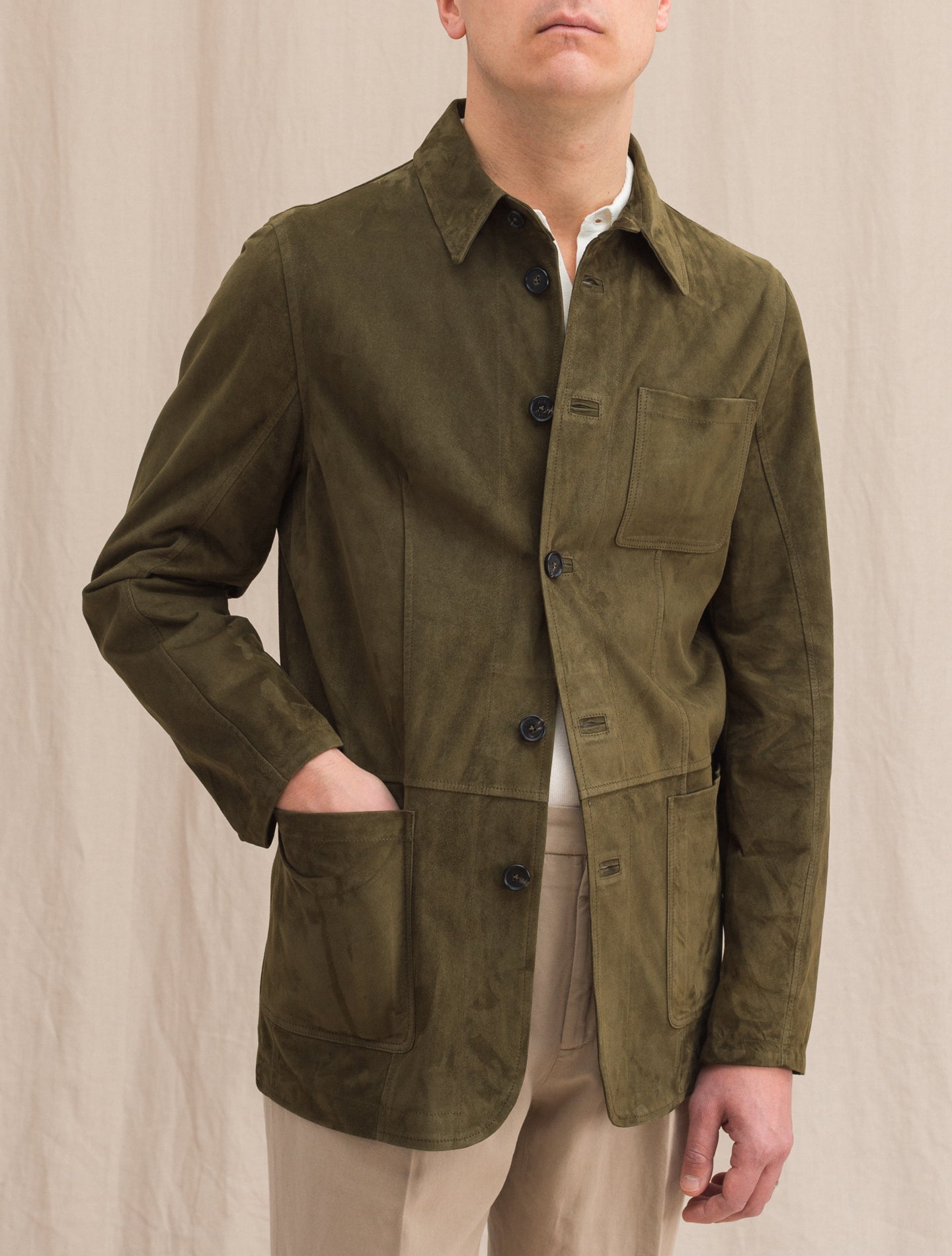 Suede Jacket Green Manto Outerwear 46