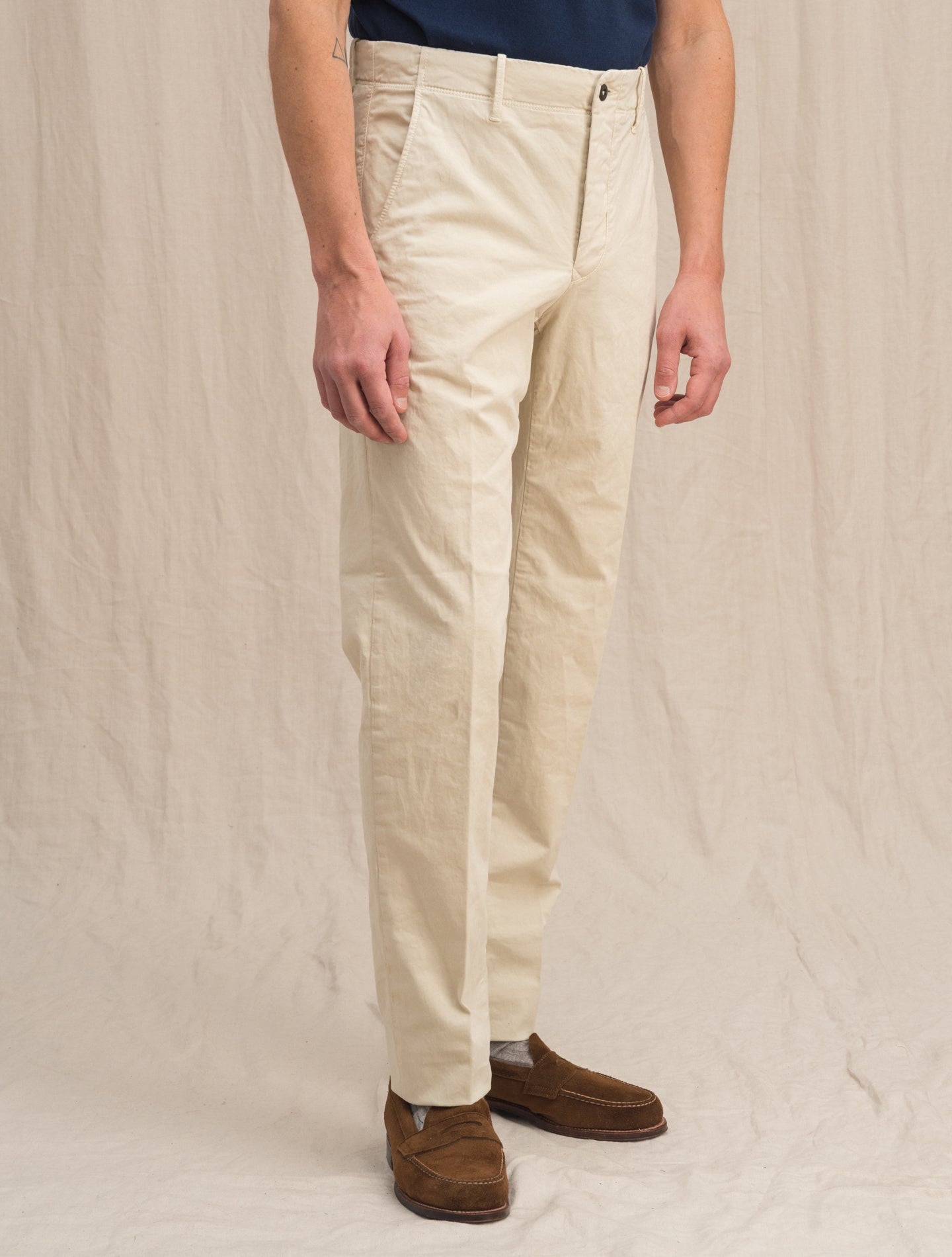 Tapered fit Cotton Twill Trouser Light Beige Incotex Trousers 31