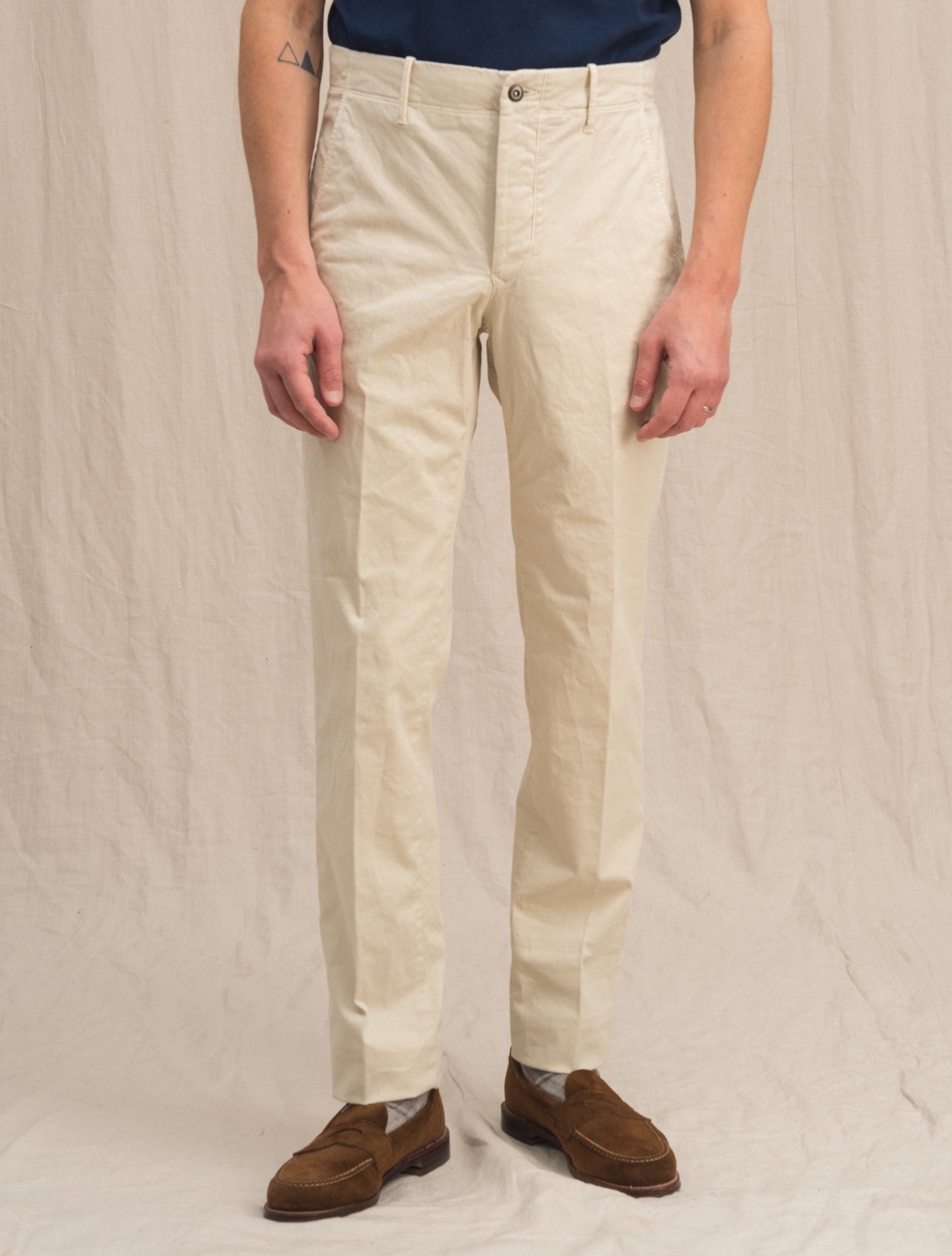 Tapered fit Cotton Twill Trouser Light Beige Incotex Trousers 31