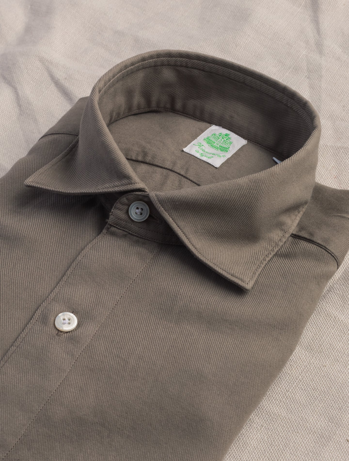 Taupe Tokyo Brushed Cotton Cashmere Shirt | Gabucci