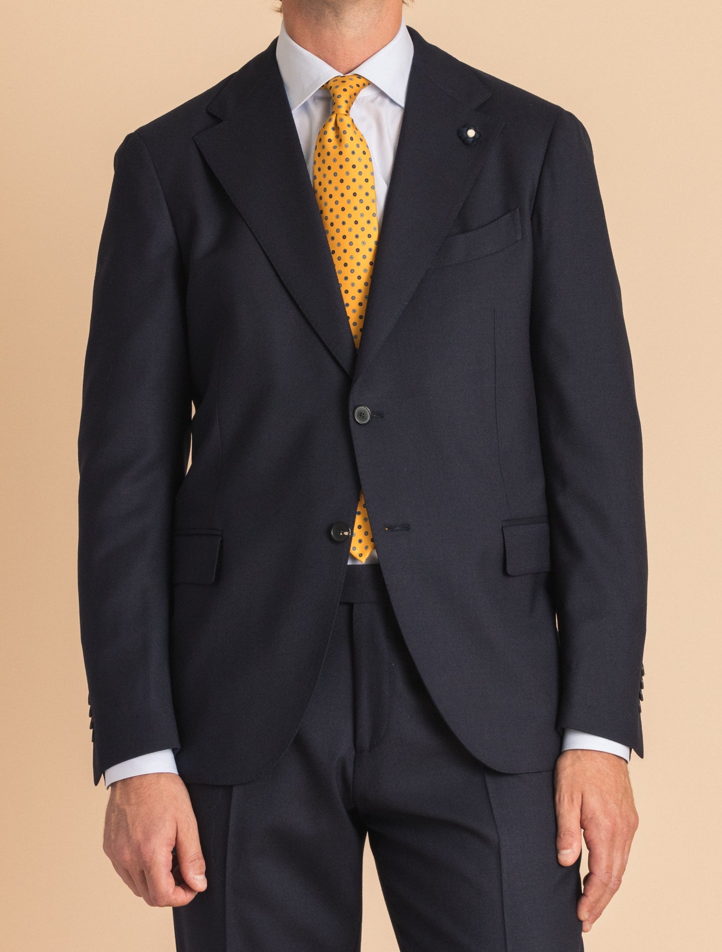 Twill Wool Single Breasted Suit Navy Lardini Suits 46