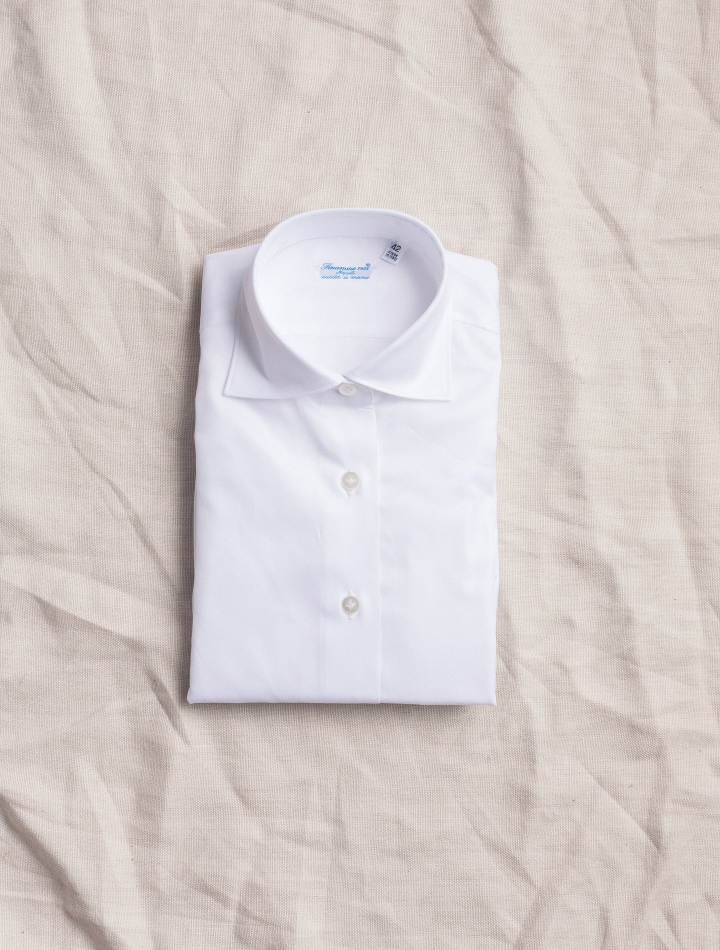 White Cotton Twill Cut Away Shirt | Gabucci