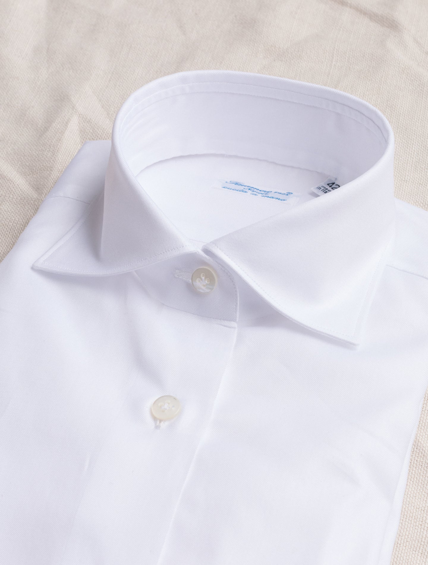 White Cotton Twill Cut Away Shirt | Gabucci