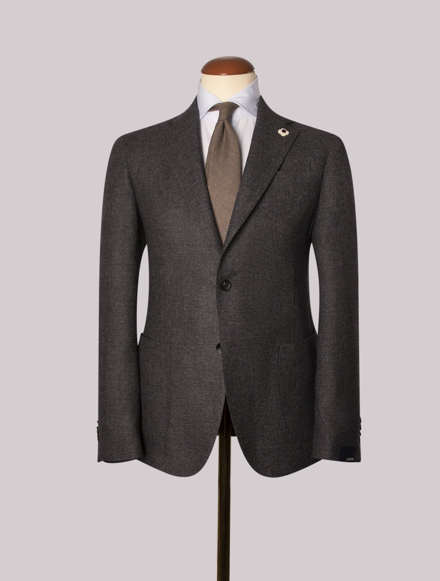 Wool Linen Hopsack Single Breasted Jacket Grey Lardini Jackets 46